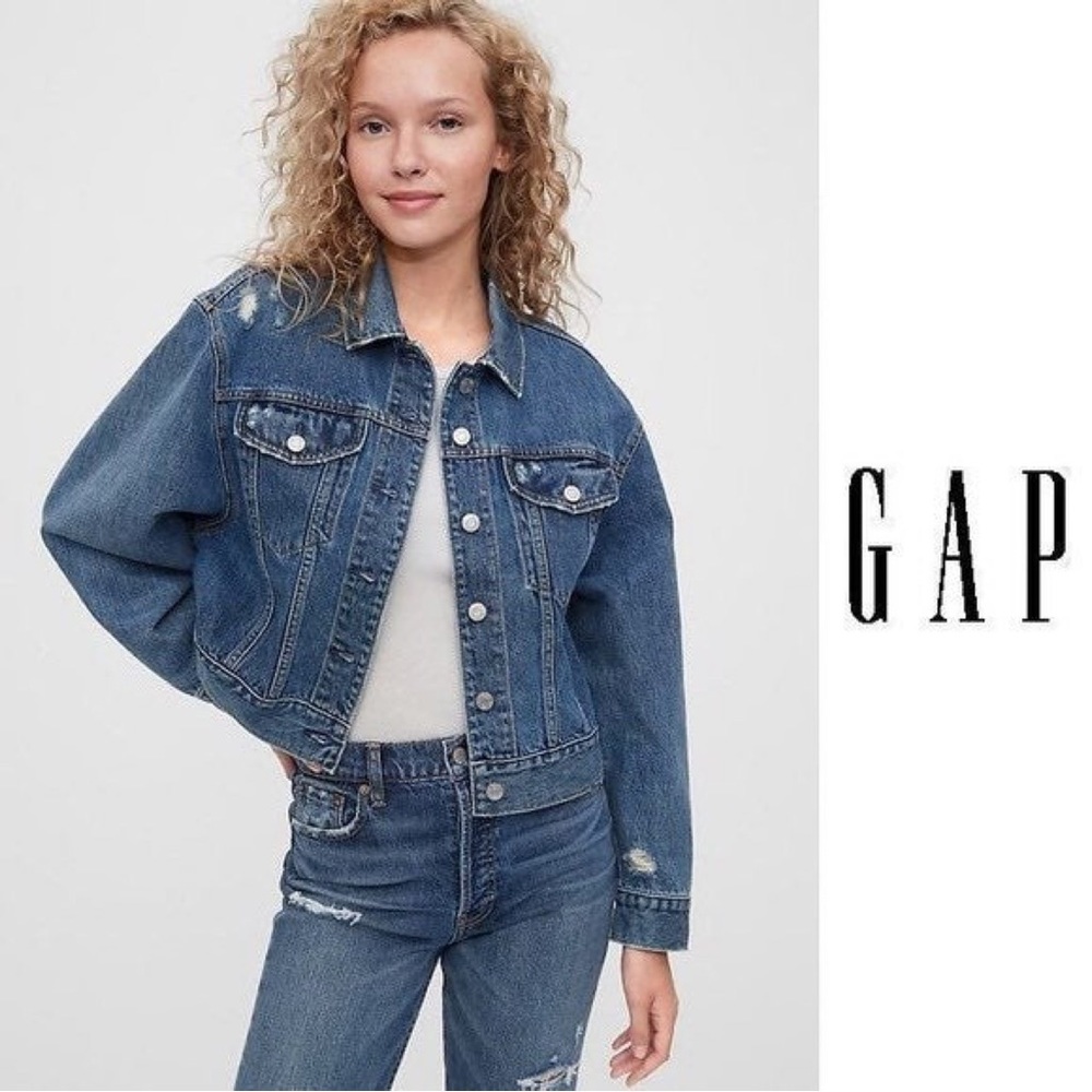 Gap Distressed Denim Dolman Icon Jacket With Washwell™